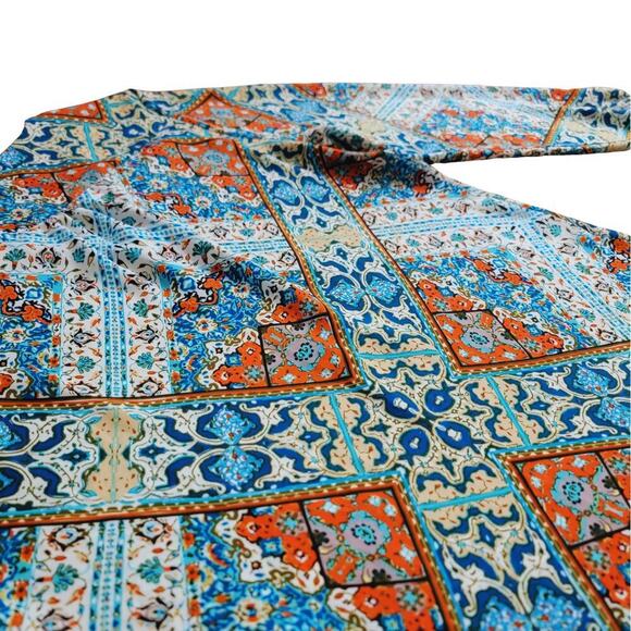 ZAC & RACHEL Mosaic Zip Up Boho Tunic Womens L Colorful Loose-Fitting Flattering - Picture 5 of 13